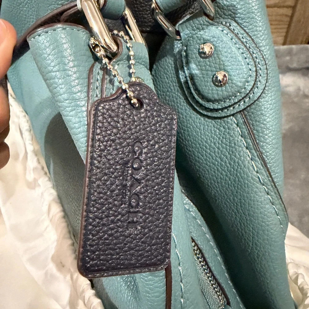 Coach Pebble Leather Shoulder Bag in Teal Blue - Picture 11 of 11